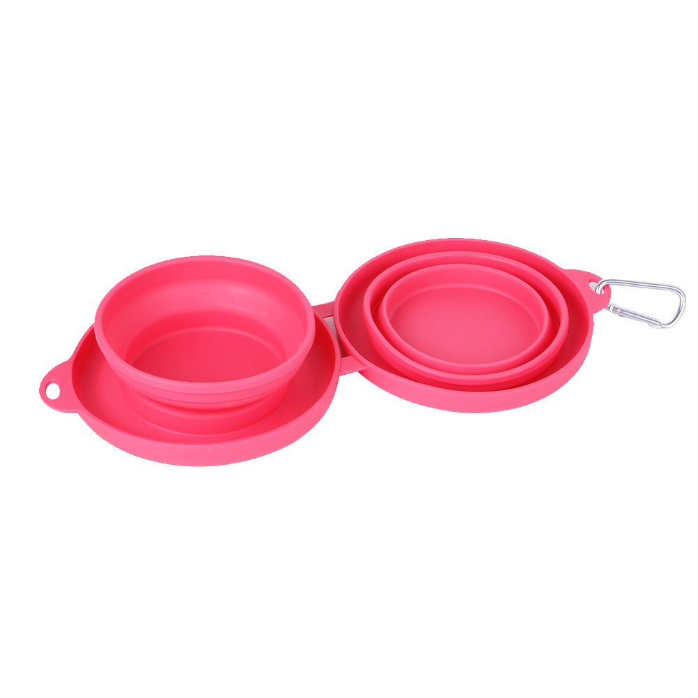 Rubber Foldable Double Bowl Pet Feeding